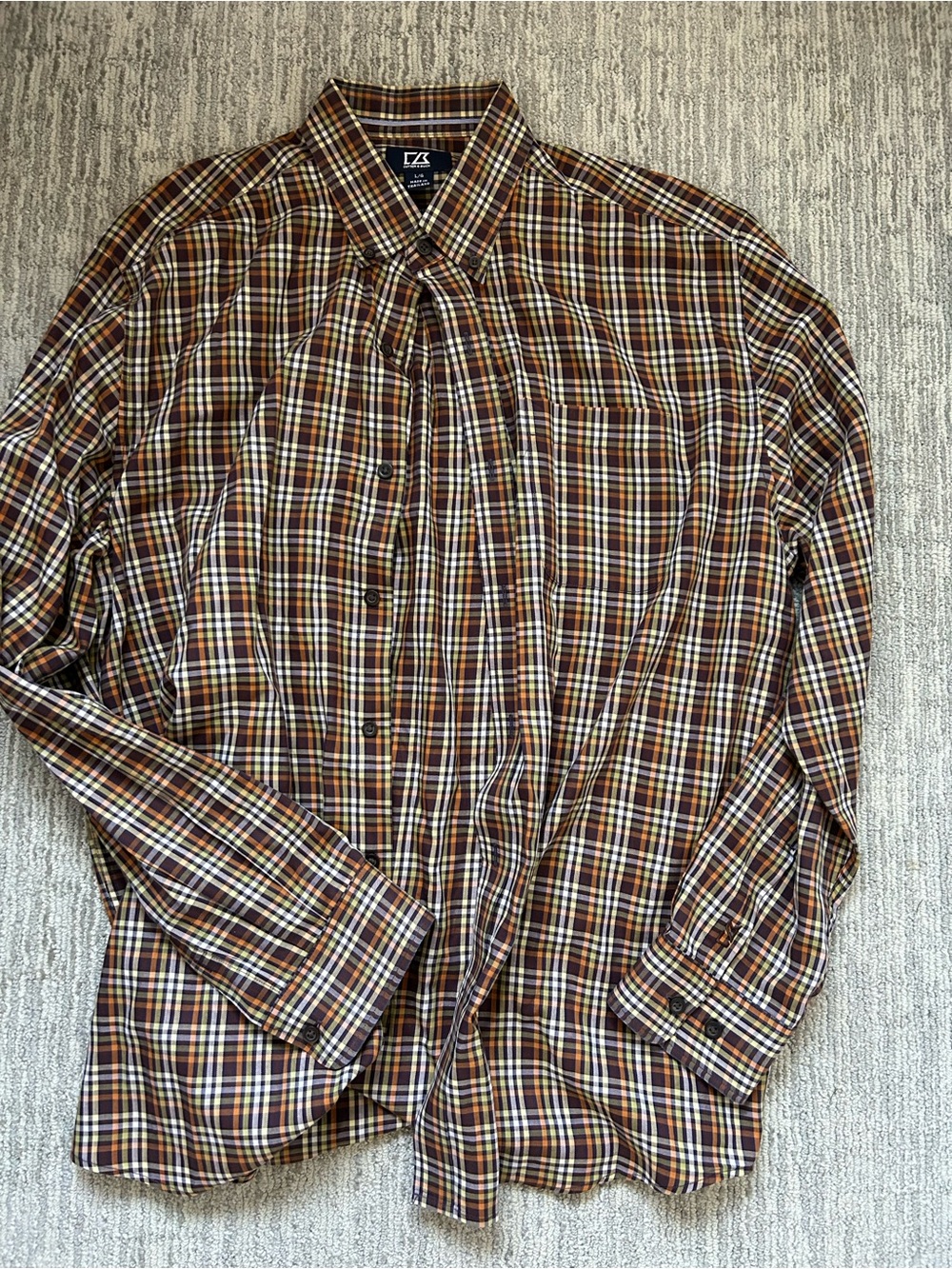 Cutter & Buck Brown Multi-Check Button-Down Shirt